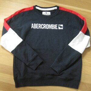 Abercrombie Kids Boys 11/12 Navy Crewneck Sweatshirt Long Sleeve Cotton Blend